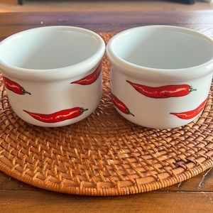 BIA Cordon Bleu Chili Pepper 4.75” Chili Cereal Soup  Bowls Set of 2